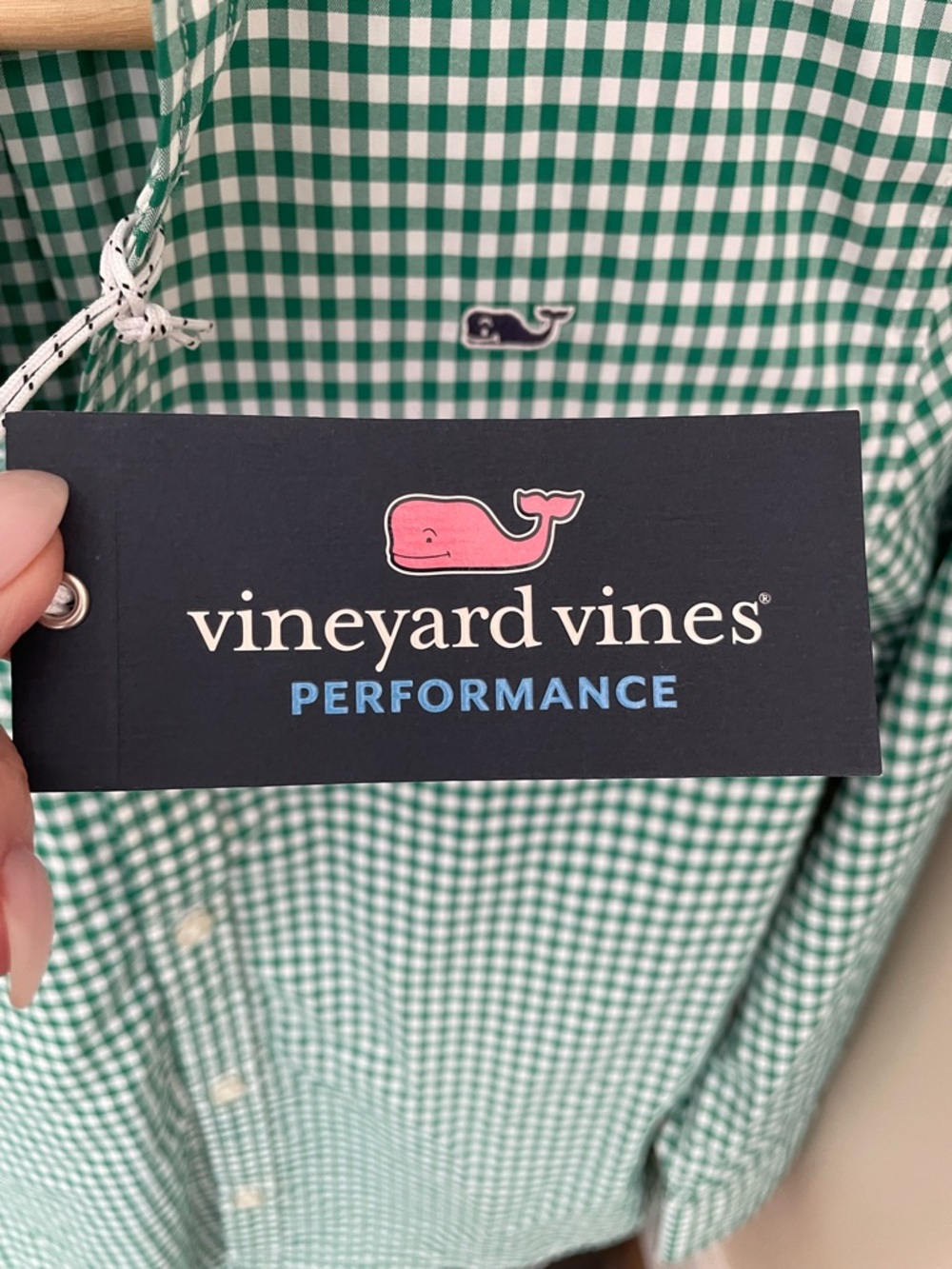 Vineyard Vines Green Gingham Button-Down Performance Shirt - Boy’s small (8-10) - Picture 4 of 5